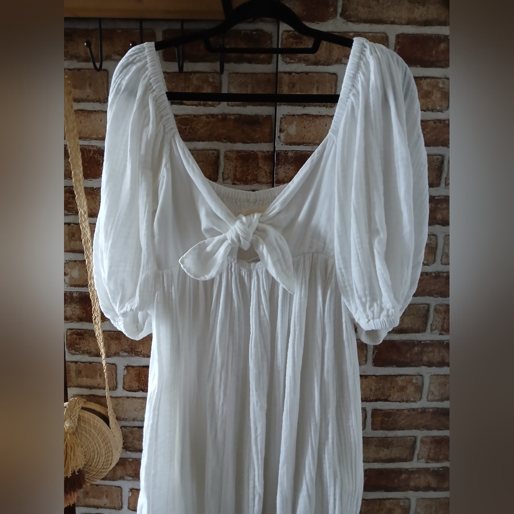 MARA HOFFMAN Swim White SUMMER Smocked Beachy COTTON Maxi Dress Women's Size S - Picture 13 of 13